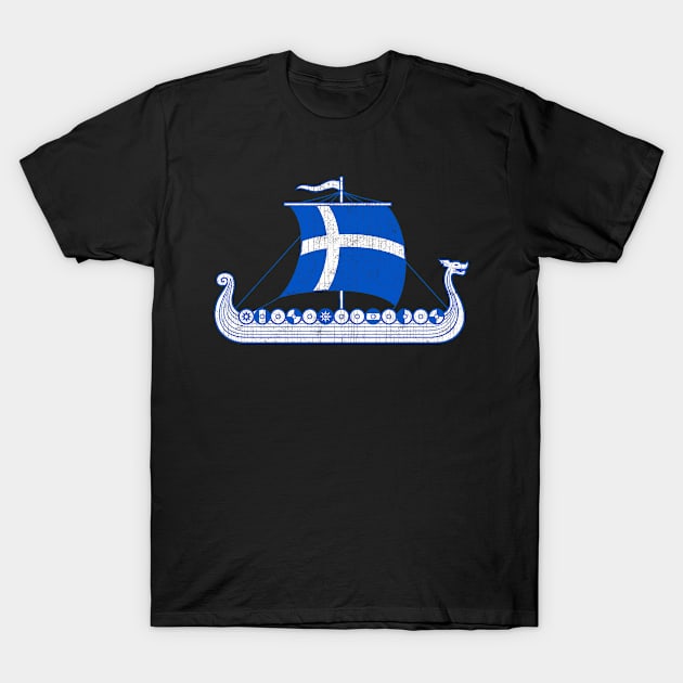 Finnish Viking Ship Scandinavian Suomi Finland Flag T-Shirt by TMSTORE